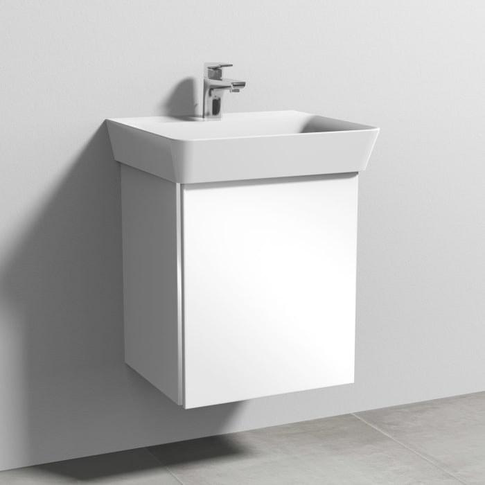 Sanipa 3way Waschtischunterbau für Keramik-Waschtisch Connect Air Cube 50 cm, 1 Tür, Anschlag rechts, mit Griffleiste