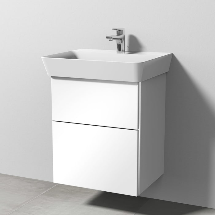 Sanipa 3way Waschtischunterbau für Keramik-Waschtisch Connect Air Cube 55 cm, 2 Auszüge mit Griffleisten