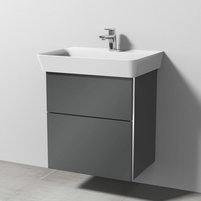 Sanipa 3way Waschtischunterbau für Keramik-Waschtisch Connect Air Cube 60 cm, 2 Auszüge mit Griffleisten