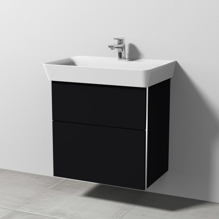 Sanipa 3way Waschtischunterbau für Keramik-Waschtisch Connect Air Cube 65 cm, 2 Auszüge mit Griffleisten