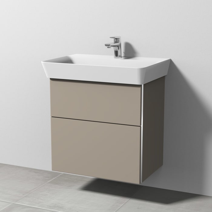 Sanipa 3way Waschtischunterbau für Keramik-Waschtisch Connect Air Cube 65 cm, 2 Auszüge mit Griffleisten