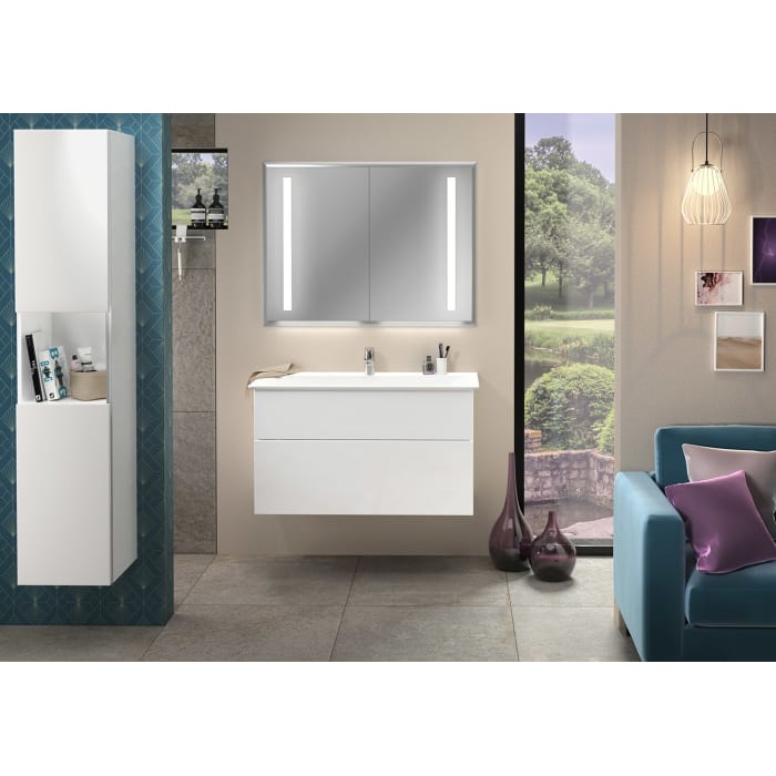 Sanipa 3way Waschtischunterbau für Keramik-Waschtisch Connect Air 104 cm, 2 Auszüge mit Griffleisten