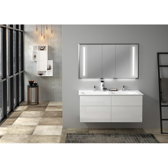 Sanipa 3way Waschtischunterbau für Keramik-Doppelwaschtisch Connect Air 134 cm, 4 Auszüge mit Griffleisten