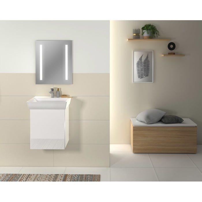 Sanipa 3way Waschtischunterbau für Keramik-Waschtisch Connect Air Cube 50 cm, 1 Tür, Anschlag links, mit Griffleiste