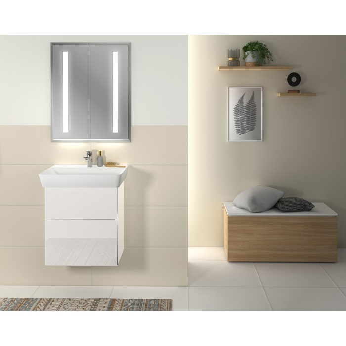 Sanipa 3way Waschtischunterbau für Keramik-Waschtisch Connect Air Cube 60 cm, 2 Auszüge mit Griffleisten