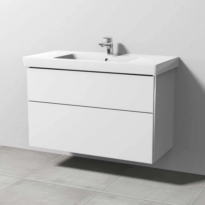 Sanipa 3way Waschtischunterbau für Keramik-Waschtisch Subway 2.0 100 cm, 2 Auszüge mit Griffleisten