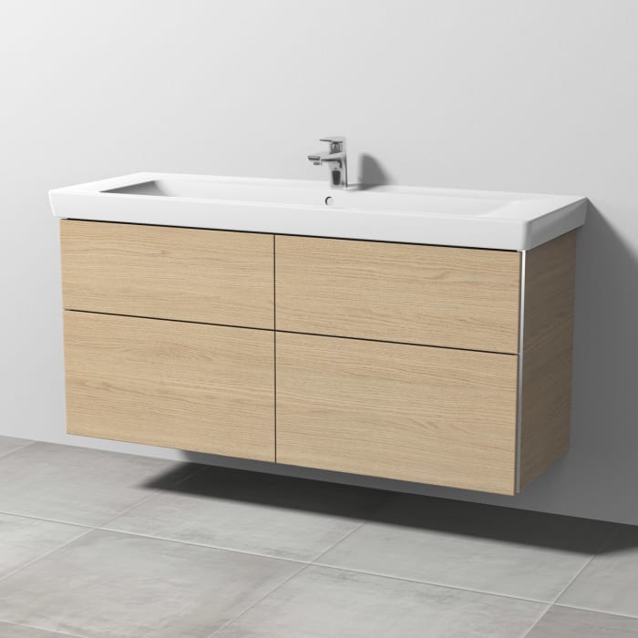 Sanipa 3way Waschtischunterbau für Keramik-Waschtisch Subway 2.0 130 cm, 4 Auszüge mit Griffleisten