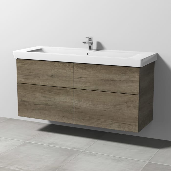 Sanipa 3way Waschtischunterbau für Keramik-Waschtisch Subway 2.0 130 cm, 4 Auszüge mit Push to open