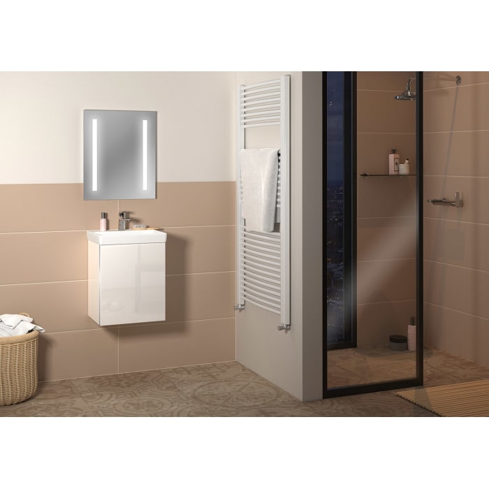 Sanipa 3way Waschtischunterbau für Keramik-Waschtisch Avento 45 cm, 1 Tür, Anschlag rechts, mit Griffleiste