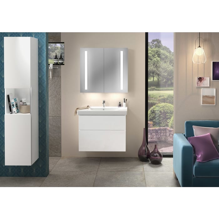 Sanipa 3way Waschtischunterbau für Keramik-Waschtisch Subway 2.0 80 cm, 2 Auszüge mit Griffleisten