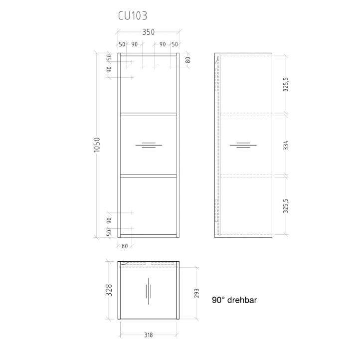 Sanipa Cubes Regalmodul offen 35 x 105 x 32,8 cm mit 3 Fächer