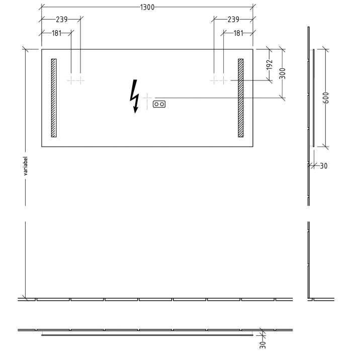 Sanipa Reflection Badspiegel LUCY 130 cm mit warmweißer LED-Beleuchtung