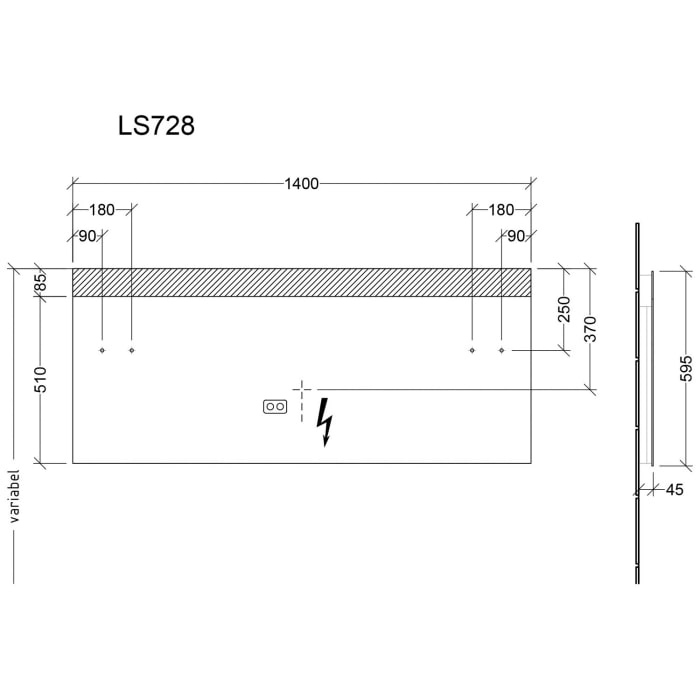 Sanipa Reflection Badspiegel LINUS 140 mit LED-Beleuchtung, Touchsensor und Dimm-Funktion