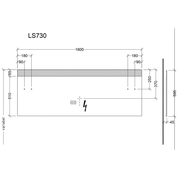 Sanipa Reflection Badspiegel LINUS 160 mit LED-Beleuchtung und Waschplatzbeleuchtung – 59,5 cm hoch