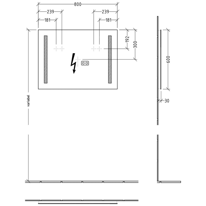 Sanipa Reflection Badspiegel LUCY 80 mit warmweißem LED-Beleuchtung und den Maßen 80 x 60 cm