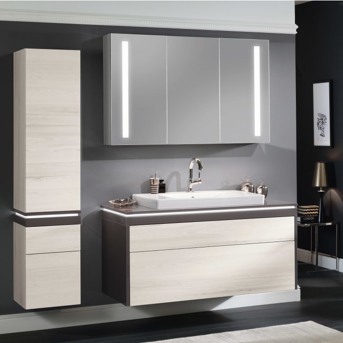 Sanipa Reflection Aluminium-Spiegelschrank ALEX 120 mit LED-Beleuchtung, Mitteltür Rechts