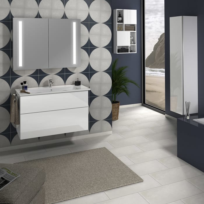 Sanipa Reflection Aluminium-Spiegelschrank ALEX 100 mit LED-Beleuchtung mit Lichtsteuerung