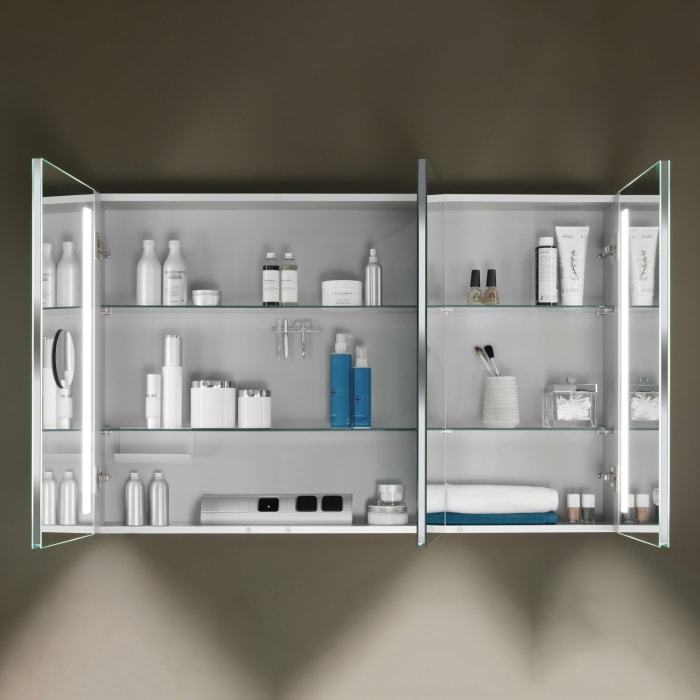 Sanipa Reflection Aluminium-Spiegelschrank ALEX 120 mit LED-Beleuchtung, Mitteltür Rechts