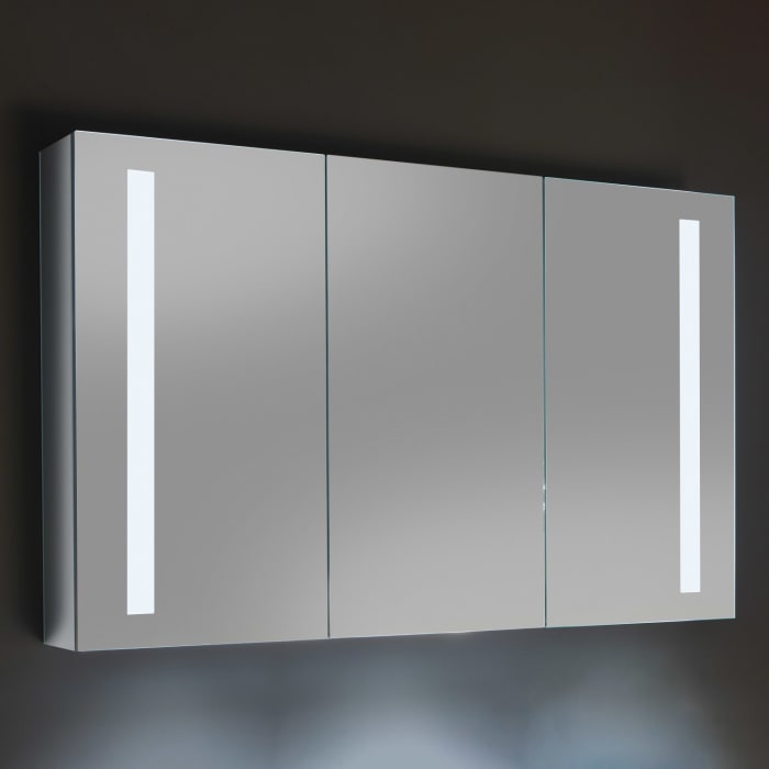 Sanipa Reflection Aluminium-Spiegelschrank ALEX 120 mit LED-Beleuchtung, Mitteltür Links