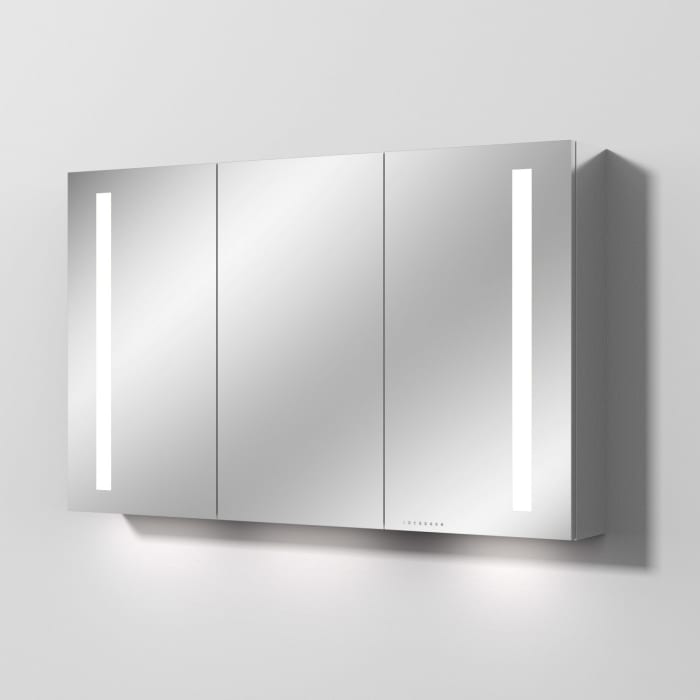 Sanipa Reflection Aluminium-Spiegelschrank ALEX 120 mit LED-Beleuchtung, Mitteltür Links, mit Lichtsteuerung