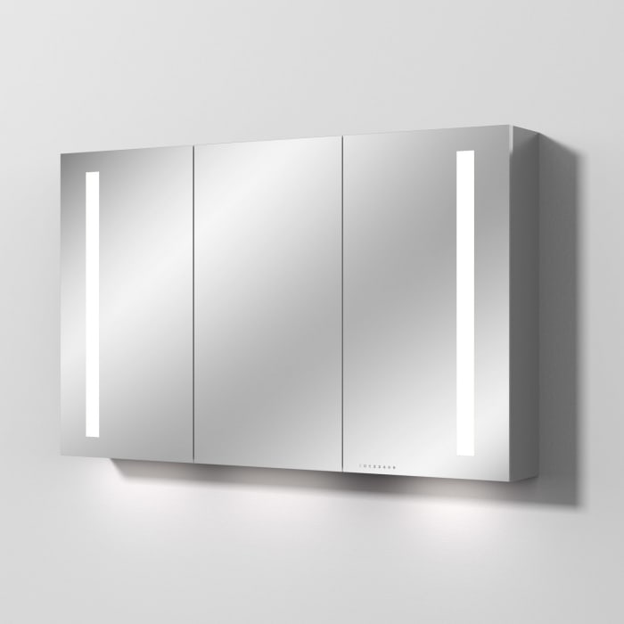 Sanipa Reflection Aluminium-Spiegelschrank ALEX 120 mit LED-Beleuchtung, Mitteltür Rechts, mit Lichtsteuerung