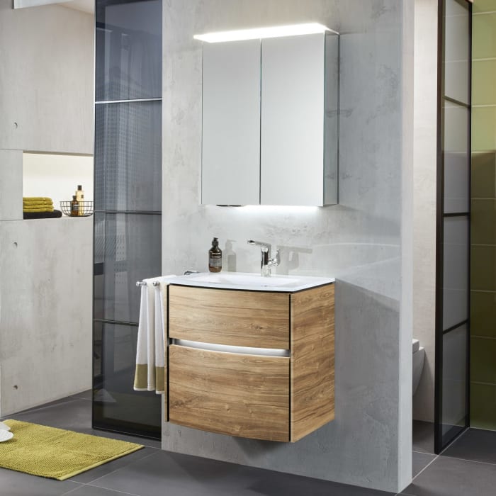 Sanipa Reflection Aluminium-Spiegelschrank ANNY 60 mit LED-Lichtsegel, mit Lichtsteuerung