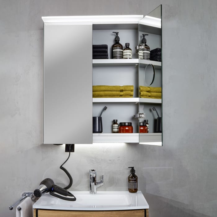 Sanipa Reflection Aluminium-Spiegelschrank ANNY 60 mit LED-Lichtsegel