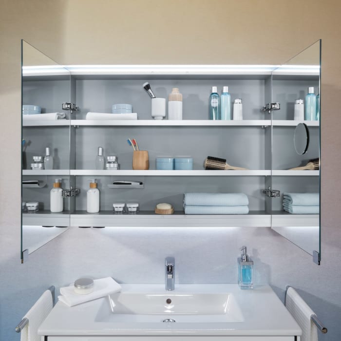 Sanipa Reflection Aluminium-Spiegelschrank ANNY 100 mit LED-Lichtsegel, mit Lichtsteuerung