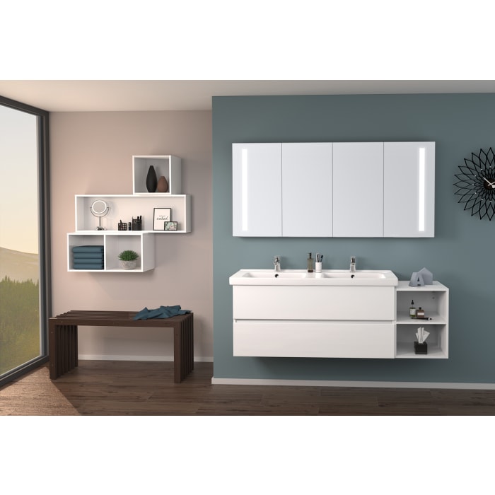 Sanipa Reflection Aluminium-Spiegelschrank ALEX 160 mit LED-Beleuchtung, mit Lichtsteuerung