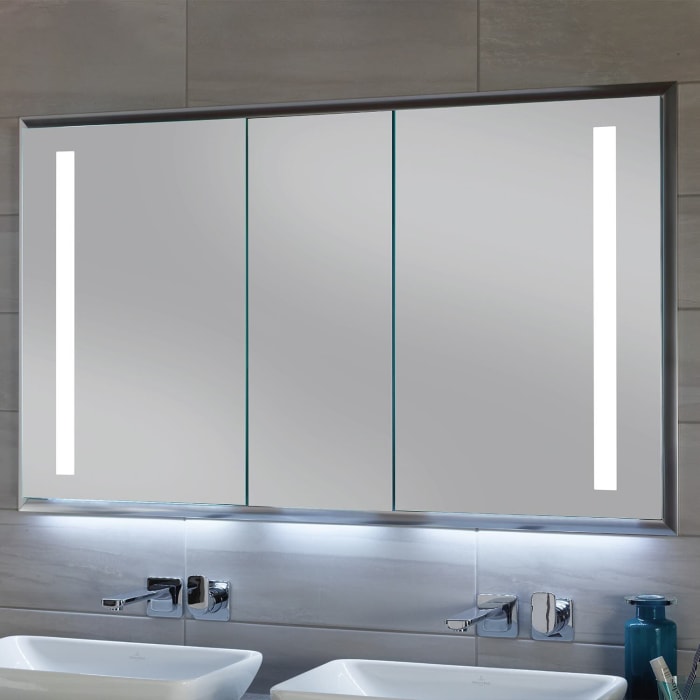 Sanipa Reflection Aluminium-Wandeinbau-Spiegelschrank WILMA 155 mit LED-Beleuchtung