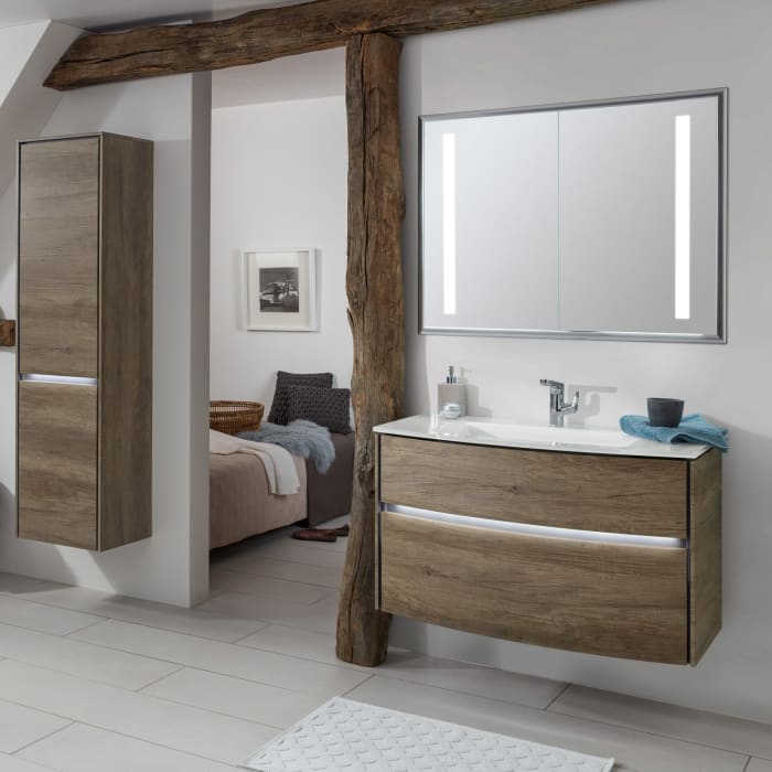 Sanipa Reflection Aluminium-Wandeinbau-Spiegelschrank WILMA 105 mit LED-Beleuchtung