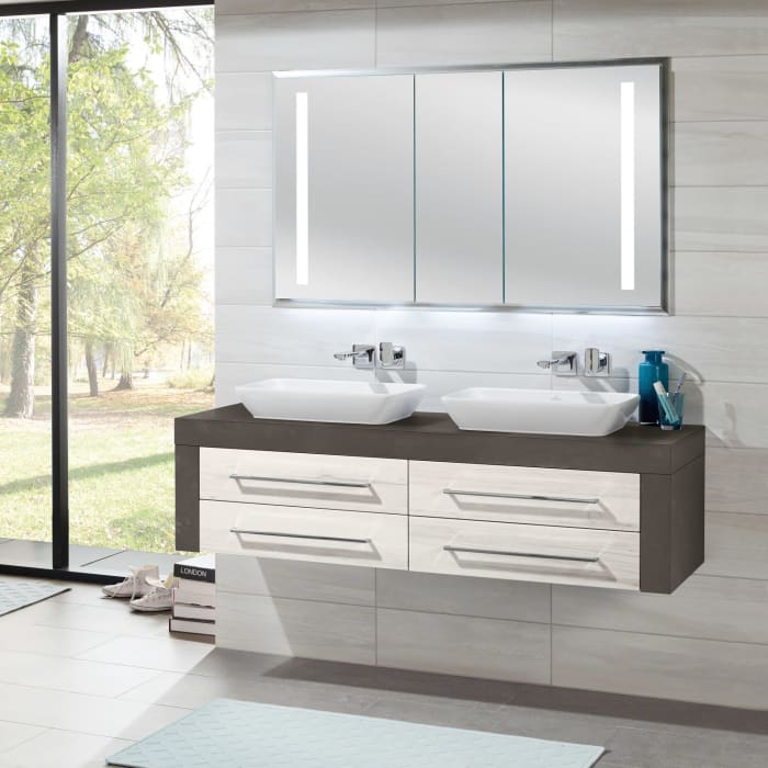 Sanipa Reflection Aluminium-Wandeinbau-Spiegelschrank WILMA 135 mit LED-Beleuchtung