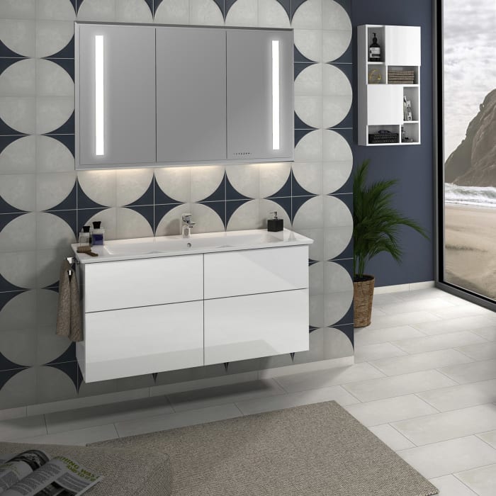 Sanipa Reflection Aluminium-Wandeinbau-Spiegelschrank WILMA 125 mit LED-Beleuchtung