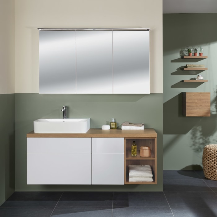 Sanipa Reflection Spiegelschrank MALTE 120 mit LED-Aufsatzleuchte