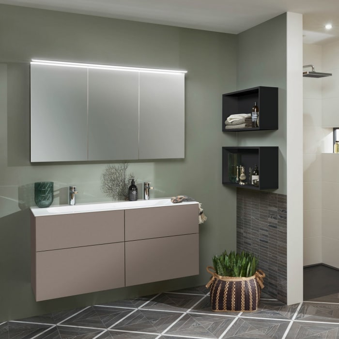 Sanipa Reflection Spiegelschrank MALTE 120 mit LED-Aufsatzleuchte