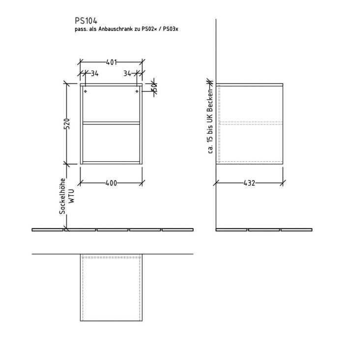 Sanipa Solo One Euphoria/Harmonia Anbauregal 40 x 52 cm