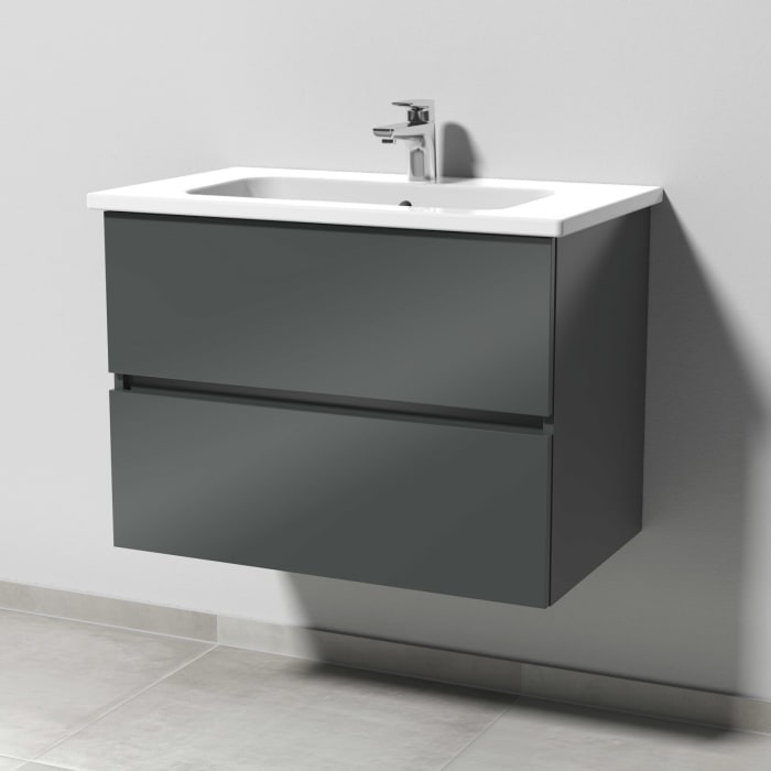 Sanipa Solo One Euphoria Waschtischkombination mit Keramikwaschtisch 78 cm, 2 Auszüge