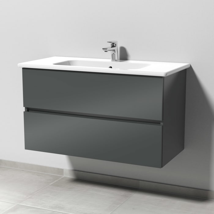 Sanipa Solo One Euphoria Waschtischkombination mit Keramikwaschtisch 100 cm, 2 Auszüge