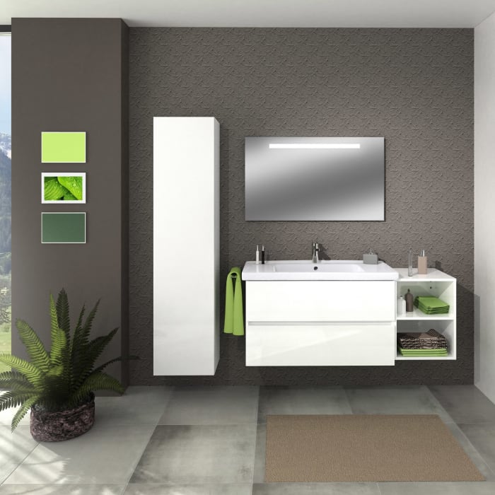 Sanipa Solo One Harmonia Waschtischkombination mit Keramikwaschtisch 100 cm, 2 Auszüge