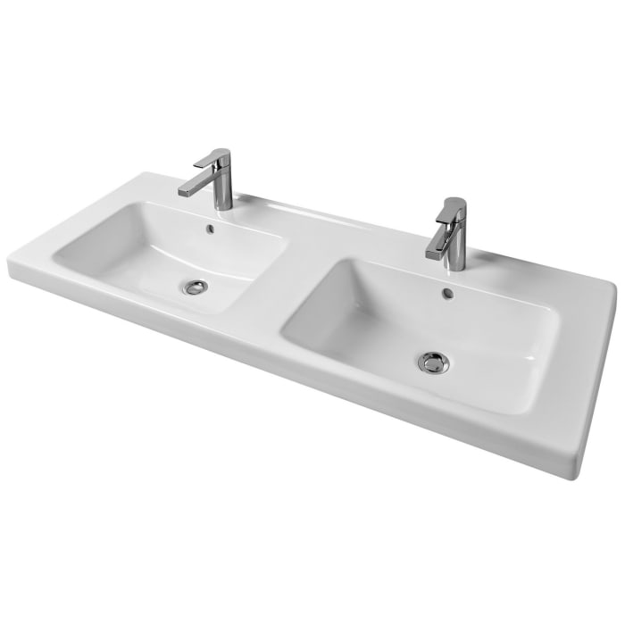 Sanipa Solo One Harmonia Waschtischkombination mit Keramikdoppelwaschtisch 126 cm, 2 Auszüge