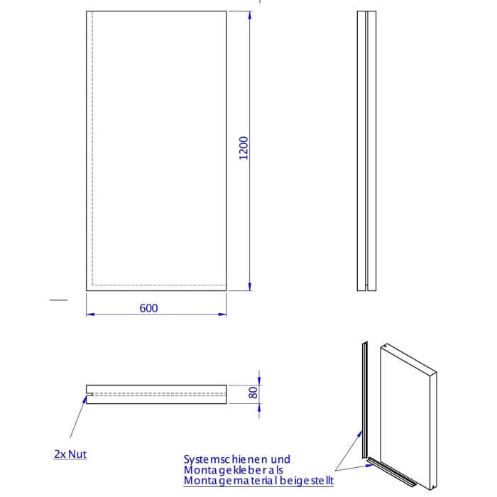 Schedel Urinaltrennwand 120 x 60 x 8 cm