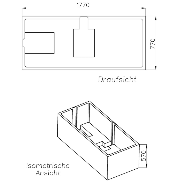 Schedel Wannenträger für Kaldewei Puro Duo 664, 180 x 80 cm Mittelablauf