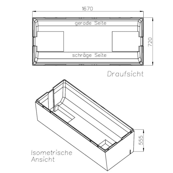 Schedel SuPERIO UNO Wannenträger mit 1 geraden und 1 schrägen Seite, Wannenmaß 170 x 75 cm