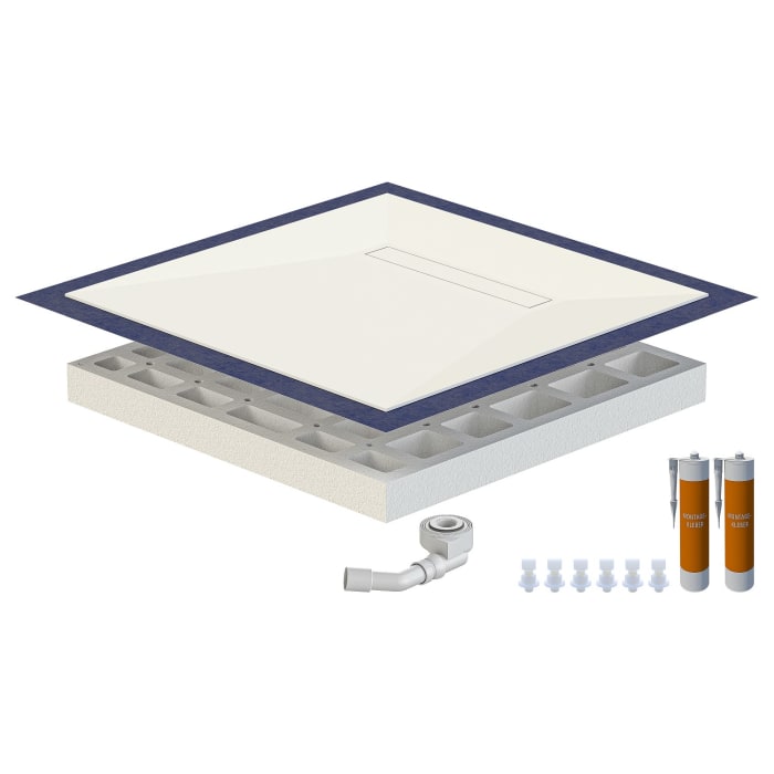 Schedel Plan Plus Mineral-Duschelement bodeneben 120 x 120 cm mit Rinne, Gefälle vierseitig