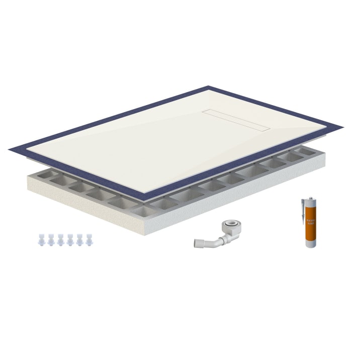 Schedel Plan Plus Mineral-Duschelement bodeneben 80 x 120 cm mit Rinne, Gefälle vierseitig