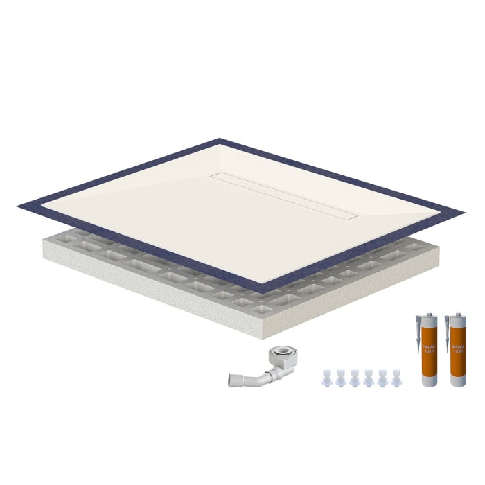 Schedel Plan Plus Mineral-Duschelement bodeneben 120 x 100 cm mit Rinne, Gefälle vierseitig