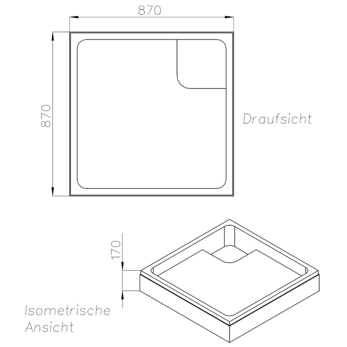 Schedel Duschwannenträger für Kaldewei Duschplan 90 x 90 x 6,5 cm