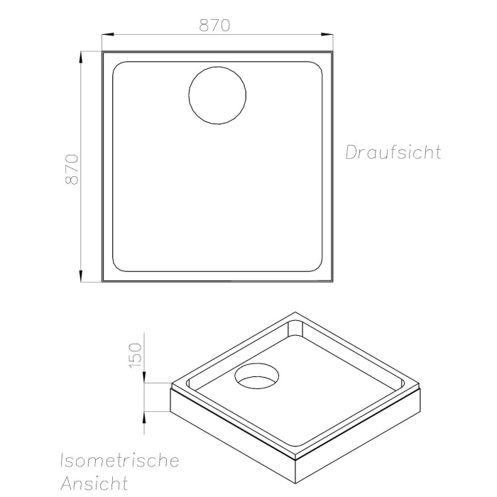 Schedel Duschwannenträger für Villeroy & Boch Subway 90 x 90 x 3,5 cm