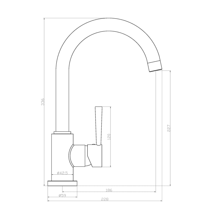 Schütte CORNWALL Einhebel Niederdruck Spültischarmatur mit hohem Rundbogenauslauf, Höhe 37,7 cm
