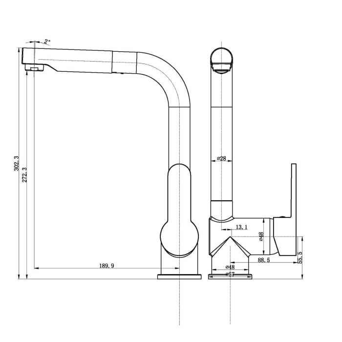 Schütte LONDON Einhebel Niederdruck Spültischarmatur mit herausziehbarem Auslauf, Höhe 29,8 cm